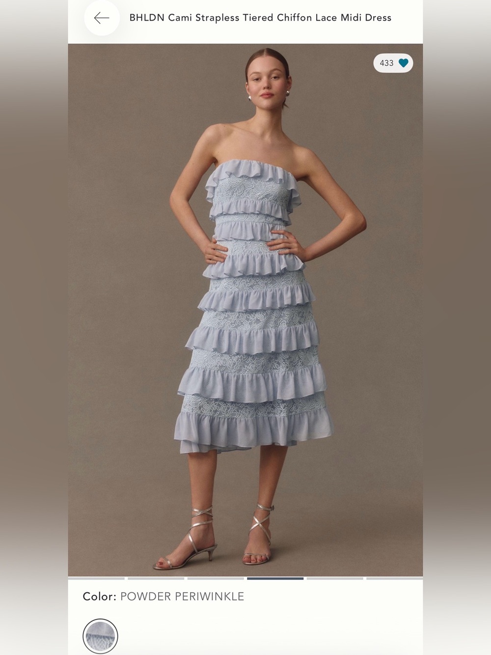 NWT | Anthropologie x BHLDN Cami Strapless Tiered Chiffon Lace Midi Dress